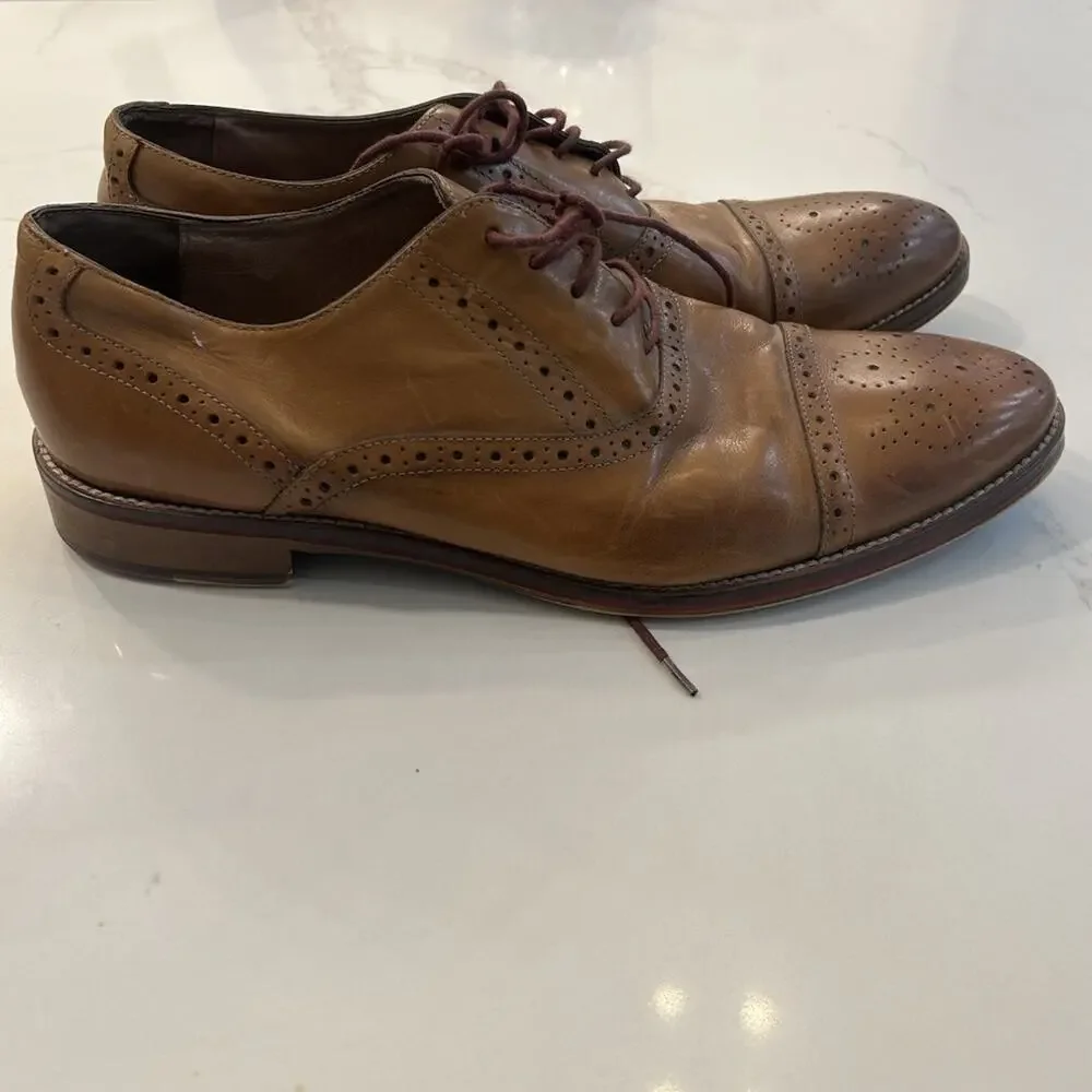 Johnston &‎ Murphy Mens Size 13 M Conrad Captoe Oxford Brown Leather Dress Shoe